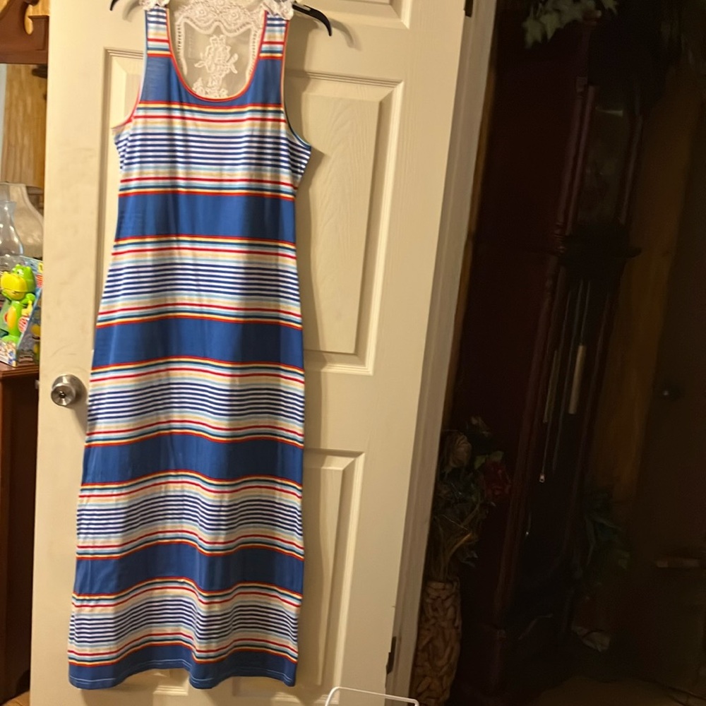Striped Blue Sleeveless Dress